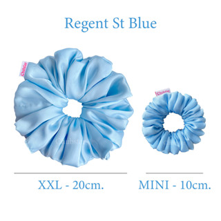 Regent St Blue ยางรัดผมผ้าซาติน บางลื่น Satin Scrunchies ยางมัดผม ยางรัดผมโดนัท