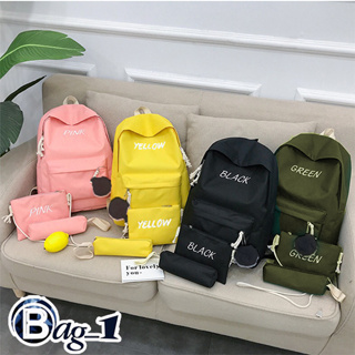 bag_1(BAG895)-F2กระเป๋าเป้เซ็ต 3 ใบ สกรีนอักษรสุดน่ารัก