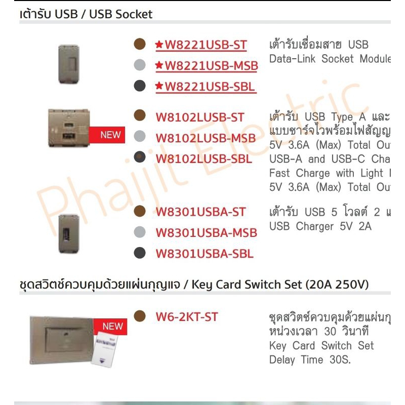 Haco USB Charger ที่ชาร์จเร็ว Haco W8102LUSB-SBL ช่องเสียบ USB A และ ...