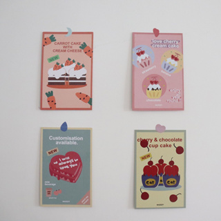 (พร้อมส่ง🌷) โปสการ์ดตกแต่ง 4 ใบ Mazzzy Card Cherry Lovely Room Decoration Card