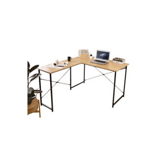 [คืน20% 20CCB425] HomeHero โต๊ะทำงานไม้ โต๊ะเข้ามุม รูปตัว Lโครงเหล็ก 140x120x75cm โต๊ะคอม โต๊ะไม้ โต๊ะทำงาน