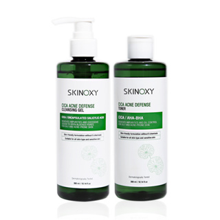 SKINOXY CICA Acne Defense Cleansing Gel 300ml+Toner 300ml สกินอ๊อกซี่ คลีนซิ่ง เจล คู่กับ โทนเนอร์