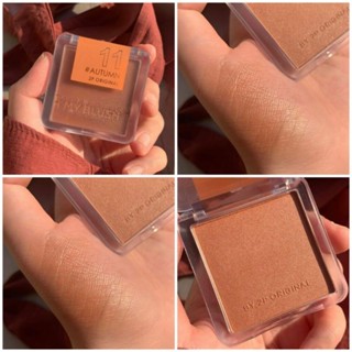 บลัชออนไร้ฝุ่นสี OMB11 Autumn🍂 สีที่มีความพิเศษ เนื้อชิมเมอร์มุกละเอียด สู้แสงปัดแล้วเนียนละมุนไปกับผิว งานผิวธรรมชาติ
