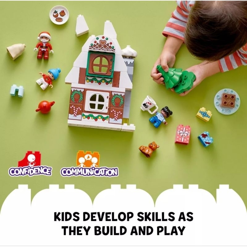 พร้อมส่ง-lego-duplo-10976-santas-gingerbread-house-building-toy-50-pieces-บล๊อคตัวต่อเลโก้ดูโปร-บ้านขนมปังขิง-50ชิ้น