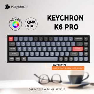 【พร้อมส่งของ】Keychron K6 Pro QMK/VIA Change Key Mechanical Keyboard Bluetooth/Wired RGB Customized Keyboard