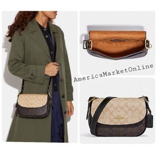 กระเป๋า COACH/ MACIE SADDLE BAG IN BLOCKED SIGNATURE CANVAS (COACH CB898)