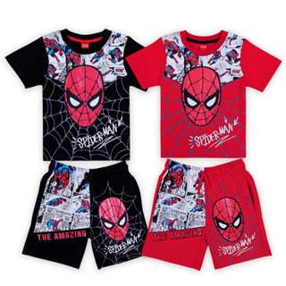 Marvel Boy Spider-Man T-Shirt &amp; Shorts - เสื้อผ้าเด็กผู้ชาย เสื้อยืด กางเกง ลายสไปเดอร์แมนสินค้าลิขสิทธิ์แท้100% Official Licensed - Characters Studio