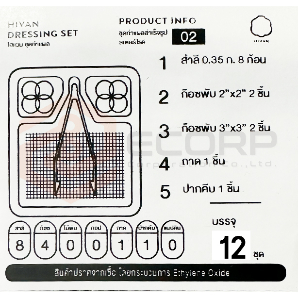 ชุดทำแผลปลอดเชื้อ-sterile-dressing-set-บรรจุ-12-set-กล่อง-hivan-ไฮแวน