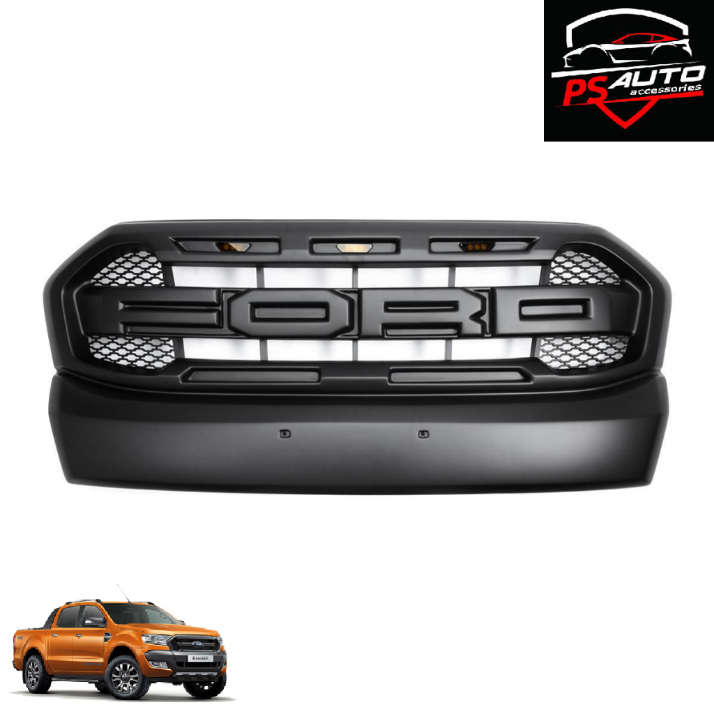 กระจังหน้า หน้ากระจัง โลโก้ดำ มีไฟ LED สีส้ม รุ่น ฟอร์ด เรนเจอร์ FORD ...