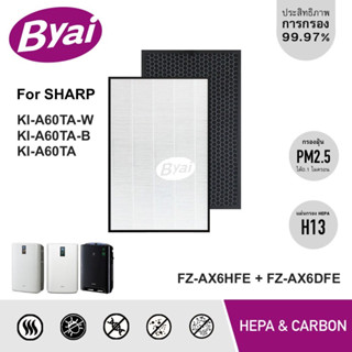 Byai แผ่นกรองอากาศ HEPA H13 Sharp KI-A60TA KI-A60TA-W แทนไส้กรอง เครื่องฟอกอากาศ sharp รุ่น FZ-AX6HFE และ FZ-AX6DFE