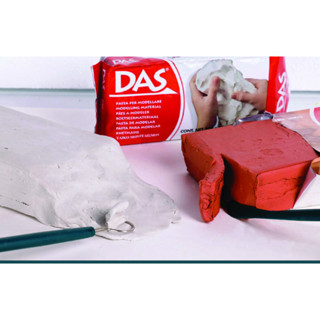 ดาส ดินปั้น ดินปั้นเยื่อกระดาษ สีขาว / สีอิฐ 500 กรัม #ส่ง Das DAS Air Dry Modelling Clay Terracotta / White