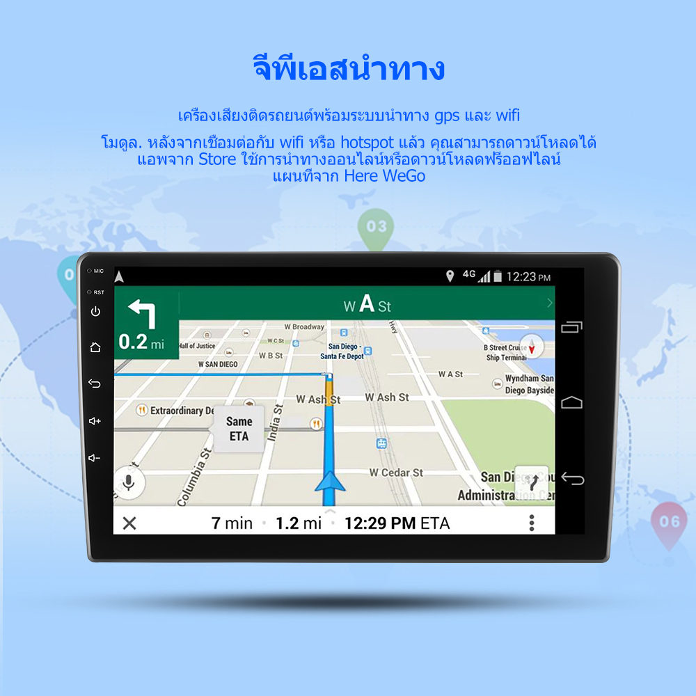 จอแอนดรอยด์ติดรถยนต์-1din-9-นิ้ว-10-นิ้ว-ram-2gb-ram-4gb-หน้าจอ-2-5d-ips-wifi-bt-gps-youtube-fm-mirrorlink-จอแอนดรอย