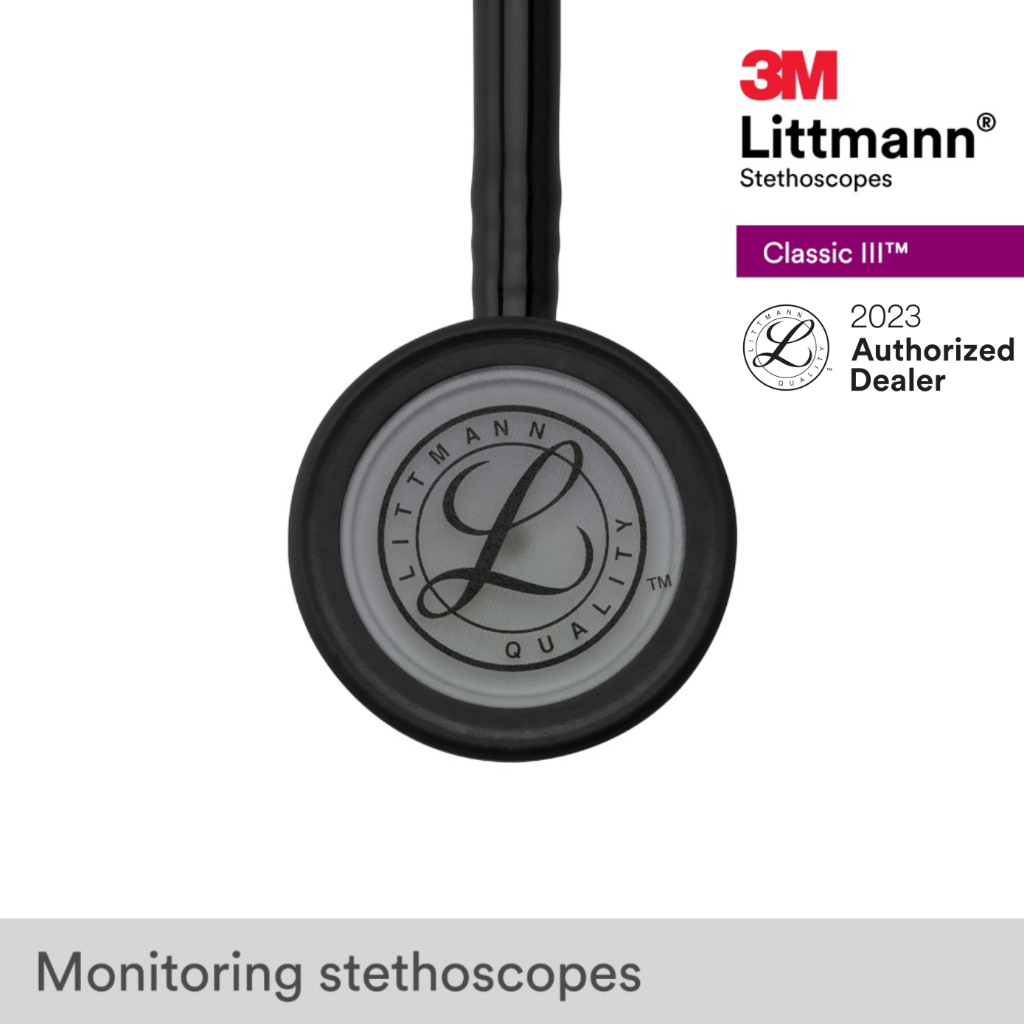 3m-littmann-classic-iii-27-inch-5811-black-tube-smoke-finish-chestpiece-stainless-stem-amp-eartubes