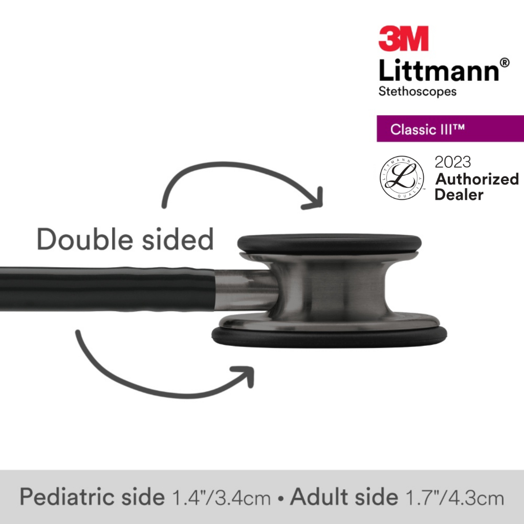 3m-littmann-classic-iii-27-inch-5811-black-tube-smoke-finish-chestpiece-stainless-stem-amp-eartubes