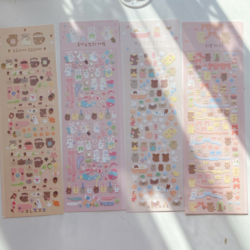 พร้อมส่ง-สติ๊กเกอร์-korean-adorable-bear-stickers-cute-สติ๊กเกอร์น่ารัก