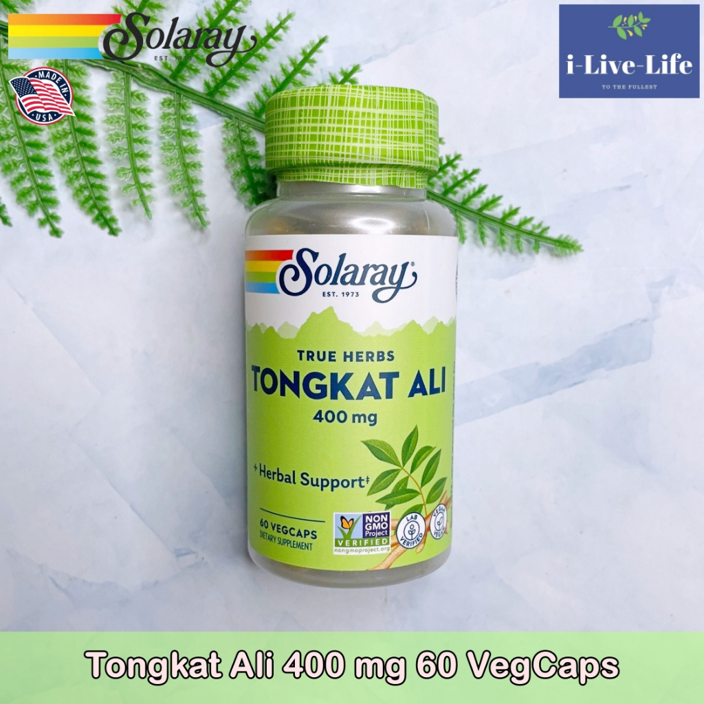 Solaray Tongkat Ali 400 mg 60 VegCaps อาหารเสริมสำหรับเพศชาย ราก