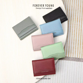 [พร้อมส่งในไทย] กระเป๋าสตางค์ผู้หญิงใบสั้น 3พับ FOREVER YOUNG แถมฟรีกล่องแฟชั่น ใส่เหรียญ ใส่บัตร 8346-0004