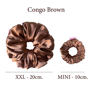 Congo Brown ยางรัดผมผ้าซาติน หนานุ่ม Satin Scrunchies ยางมัดผม ยางรัดผมโดนัท