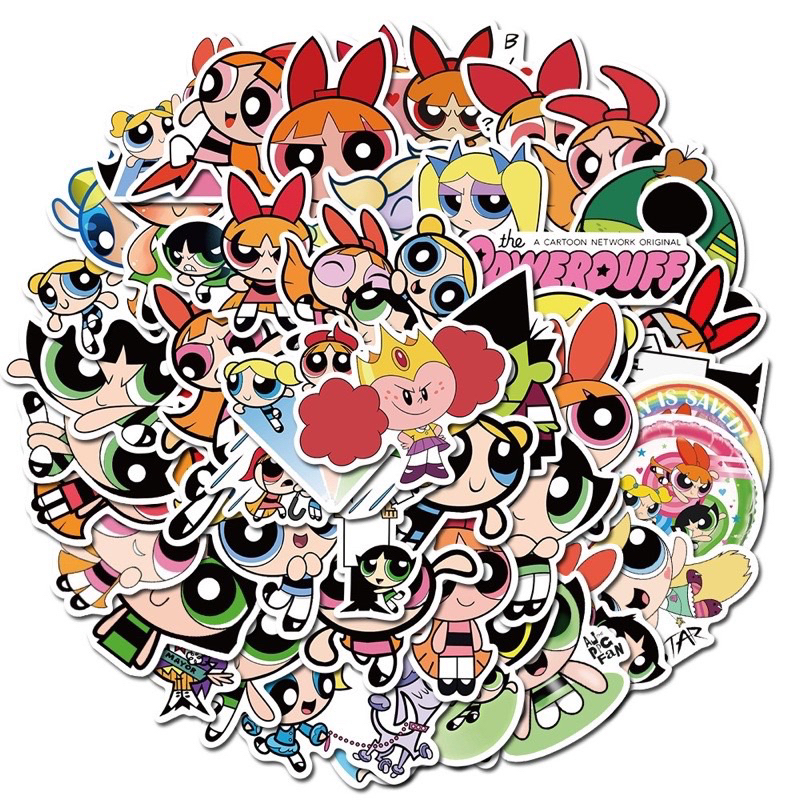stickers-powerpuff-girls-272-พาวเวอร์พัฟเกิร์ล-74ชิ้น-คละลายไม่ซ้ำแบบ-กันน้ำ-pvc-the-powerpuffgirls-cartoon-network