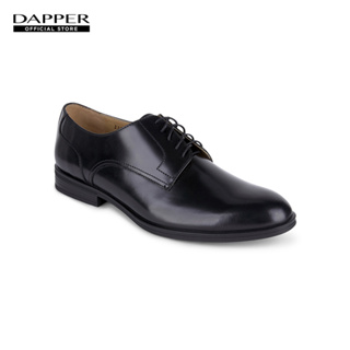 DAPPER รองเท้าหนังแบบผูกเชือก Hi-Shine Classic Derby Shoes สีดำ (HBKB1/672DB1)