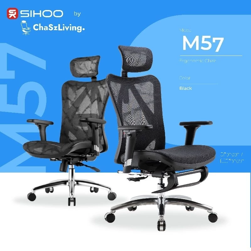 ChaSz Living เก้าอี้สุขภาพ Sihoo​ รุ่น M57 (Comfy)​ เบาะตาข่าย​มีที่วางขา​​ เก้าอี้สุขภาพที่คุ้มที่สุด ลดอาการปวดเมื่อย นั่งสบายไม่ปวดหลัง