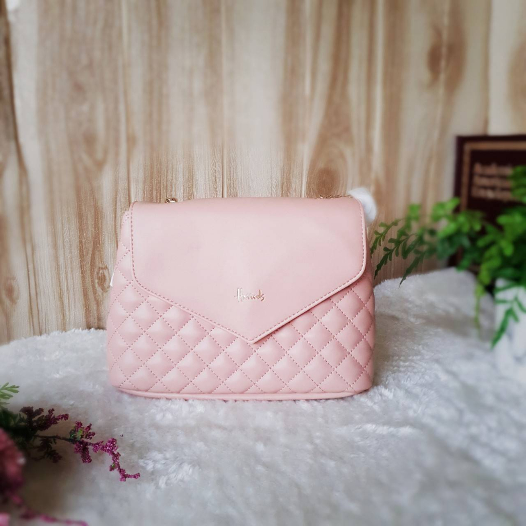พร้อมส่งในไทย Harrods Women's Pink Chelsea Quilt Cross Body Bag