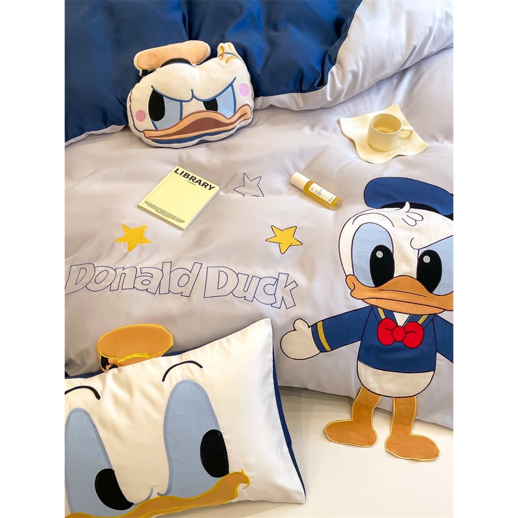 เก็บโค้ดหน้าร้าน-pre-order-ชุดเครื่องนอน-ผ้าปูที่นอน-ผ้าไหม-cooling-silk-ลาย-donald-duck-1032