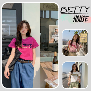 Betty House🎀เสื้อยืดหลวม🍒พิมพ์พระปรมาภิไธยย่อ เสื้อยืดสําหรับผู้หญิง 💥พร้อมส่งจากกทม มาถึงใน 3-5 วัน