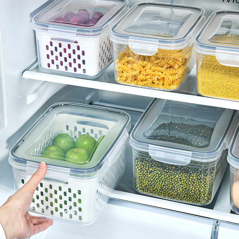 kodaira-กล่องเก็บตะกร้าระบายน้ำกล่องเก็บผักผลไม้ใสสำหรับอุปกรณ์ในครัว