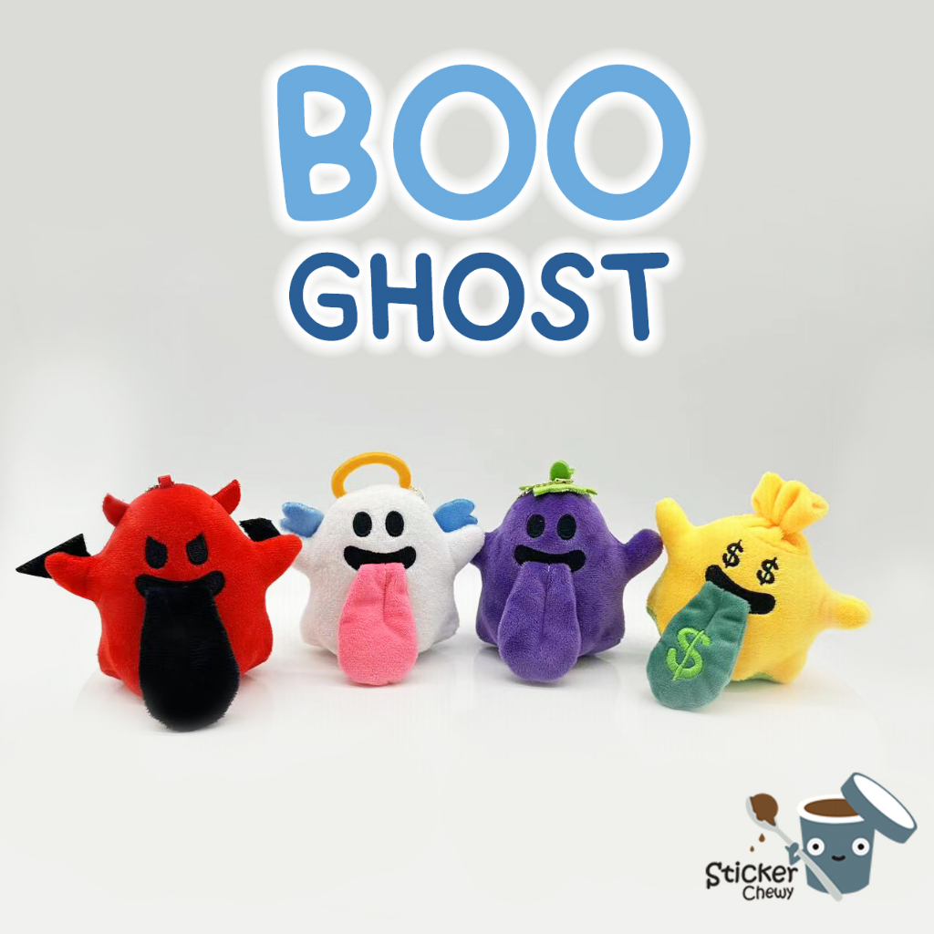 ภาพหน้าปกสินค้าพวงกุญแจผี BOO GHOST ตุ๊กตาผี พวงกุญแจตุ๊กตาผี ที่ห้อยกระเป๋า พวงกุญแจตุ๊กตา พวงกุญแจฟักทอง ฮาโลวีน จากร้าน sticker.chewy บน Shopee