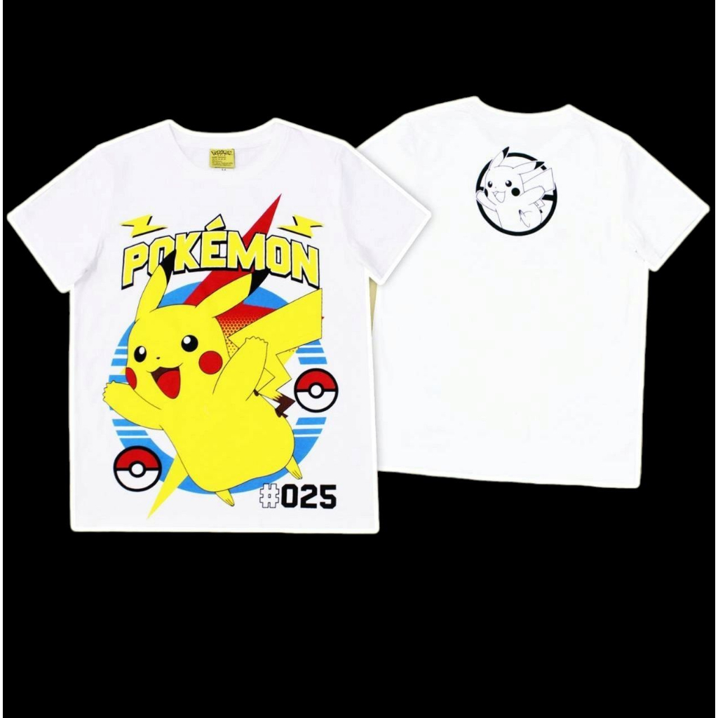 เสื้อยืดเด็ก-pok-mon-โปเกม่อน-ปิกาจู-pikachu-ลิขสิทธิ์แท้