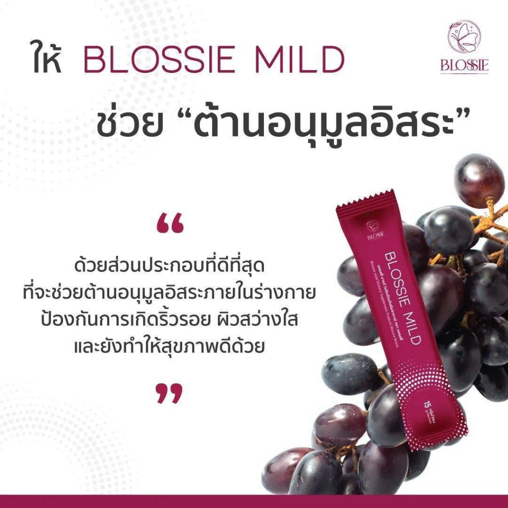 blossie-mild-บลอสซี่มายด์-อุดมไปด้วยวิตามิน-เป็นสารสกัดจากธรรมชาติ-1-กล่อง-7-ซอง