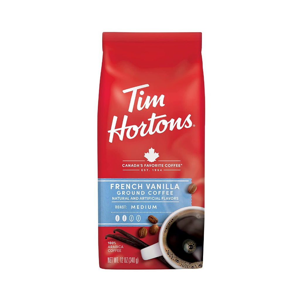 กาแฟคั่วบด Tim Hortons French Vanilla Light Medium Roast Coffee 12 ...