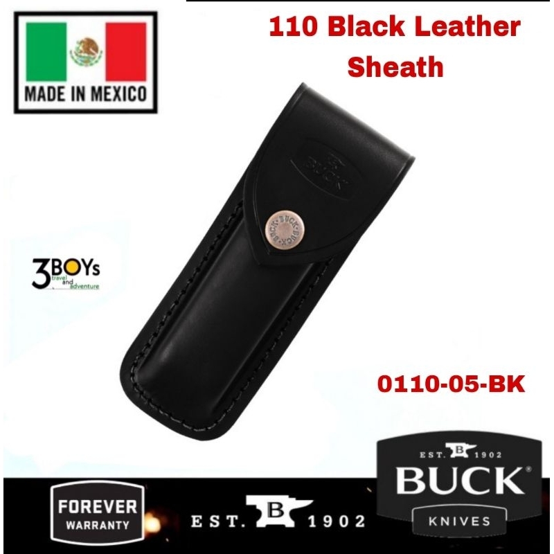 ซองใส่มีด-buck-รุ่น110-folding-hunter-black-leather-sheath-ปลอกหนังสีดำ-ทนทาน-สำหรับรุ่น-110-ผลิต-maxico