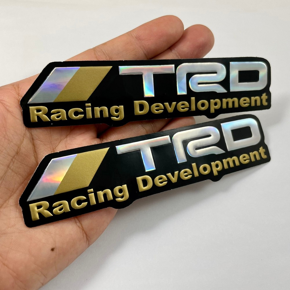สติกเกอร์ TRD Toyota Racing สีทอง JDM สติ๊กเกอร์ 2ชิ้น Car Foil ...