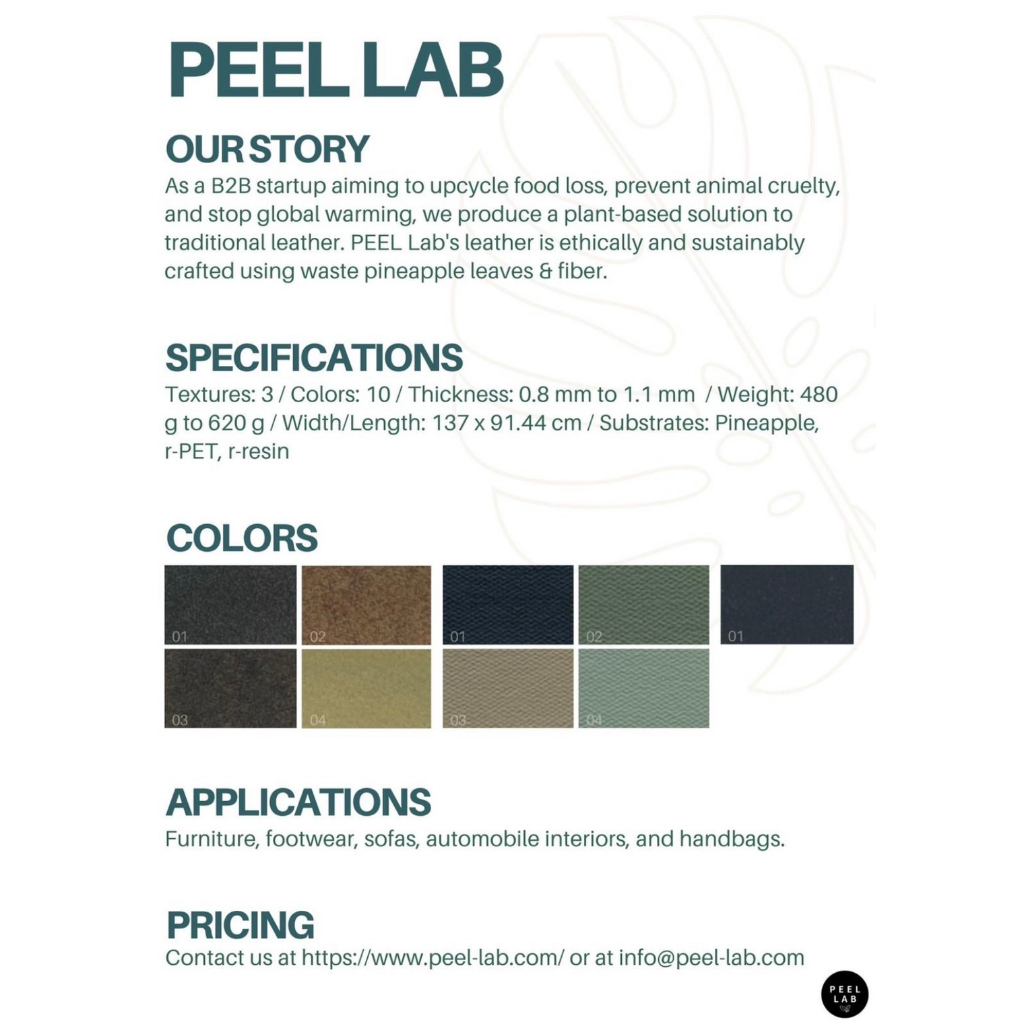 หนังสีเทา Vegan PEEL Lab ทำมาจากขยะจากการเกษตร (ใบสับประรด) PEEL Lab ...