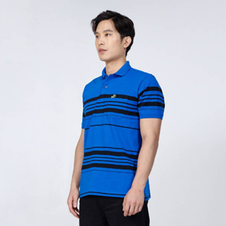 PERFORMANCE BLUE REGULAR FIT STRIPE POLO SHIRT เสื้อโปโลสีน้ำเงินลายริ้วทรงเรกูล่าร์ฟิต