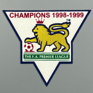 อาร์ม ติดเสื้อฟุตบอล ย้อนยุค พรีเมียร์ลีค แชมป์ 1998-99  แบบกัมมะหยี่ ติดเสื้อ แมนยู คอซิป Retro Premier League