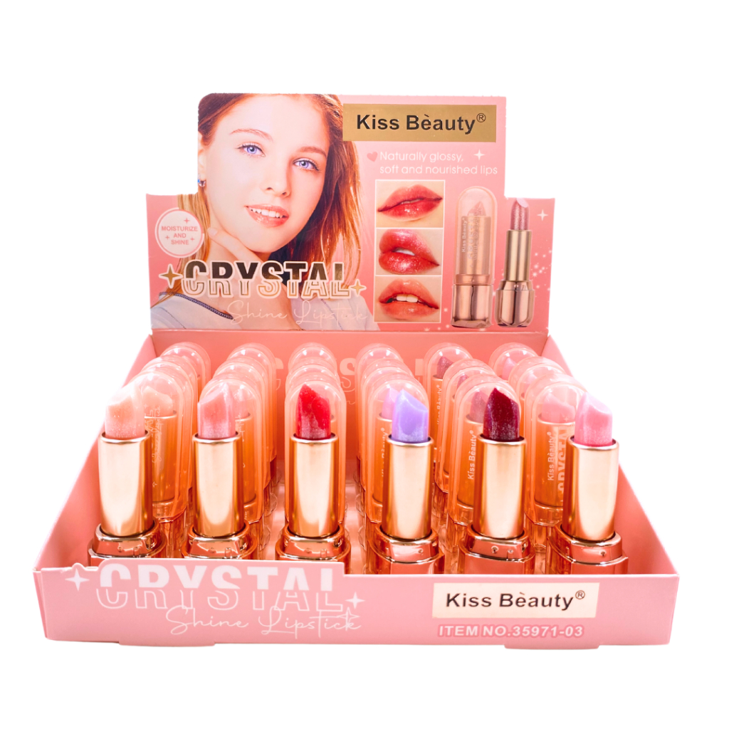 ลิปสติก-kiss-beauty-crystal-shine-lipstick-35971-03-ลิปกลอส-มันวาว-ริมฝีปากนุ่ม-ชุ่มชื้นและเปล่งปลั่ง-พร้อมส่ง