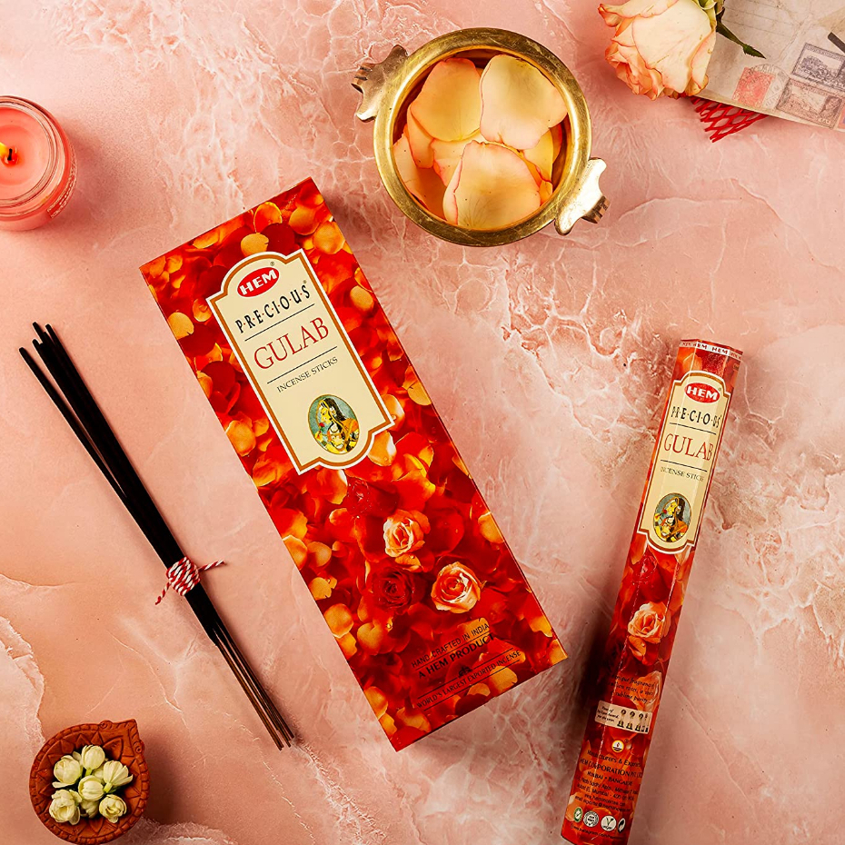 ธูปสมุนไพรอินเดียธูปหอมกลิ่นกุหลาบ-hem-precious-gulab-incense-sticks-pack-of-120-rose-fragrance-agarbatti-for-pooja