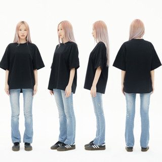 OV04 Black เสื้อยืดสีดำ  Cotton20 Oversize