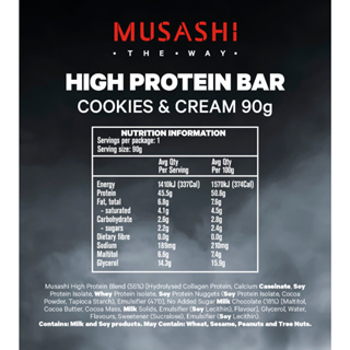 ภาพขนาดย่อของภาพหน้าปกสินค้าMusashi High Protein Bar โปรตีนสูง 45 กรัม จากร้าน musashishop.th บน Shopee ภาพที่ 6