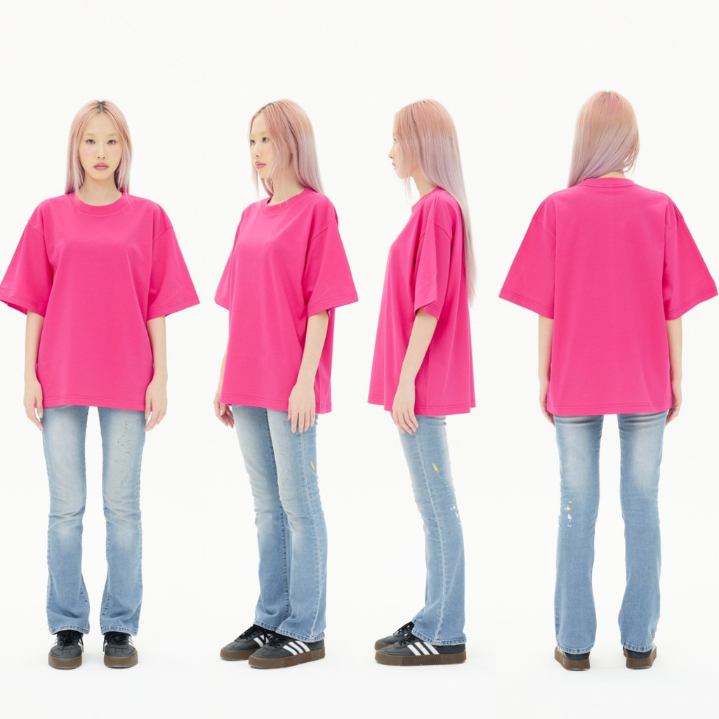 ov10-fuchsia-เสื้อยืดสีชมพูเข้ม-cotton20-oversize