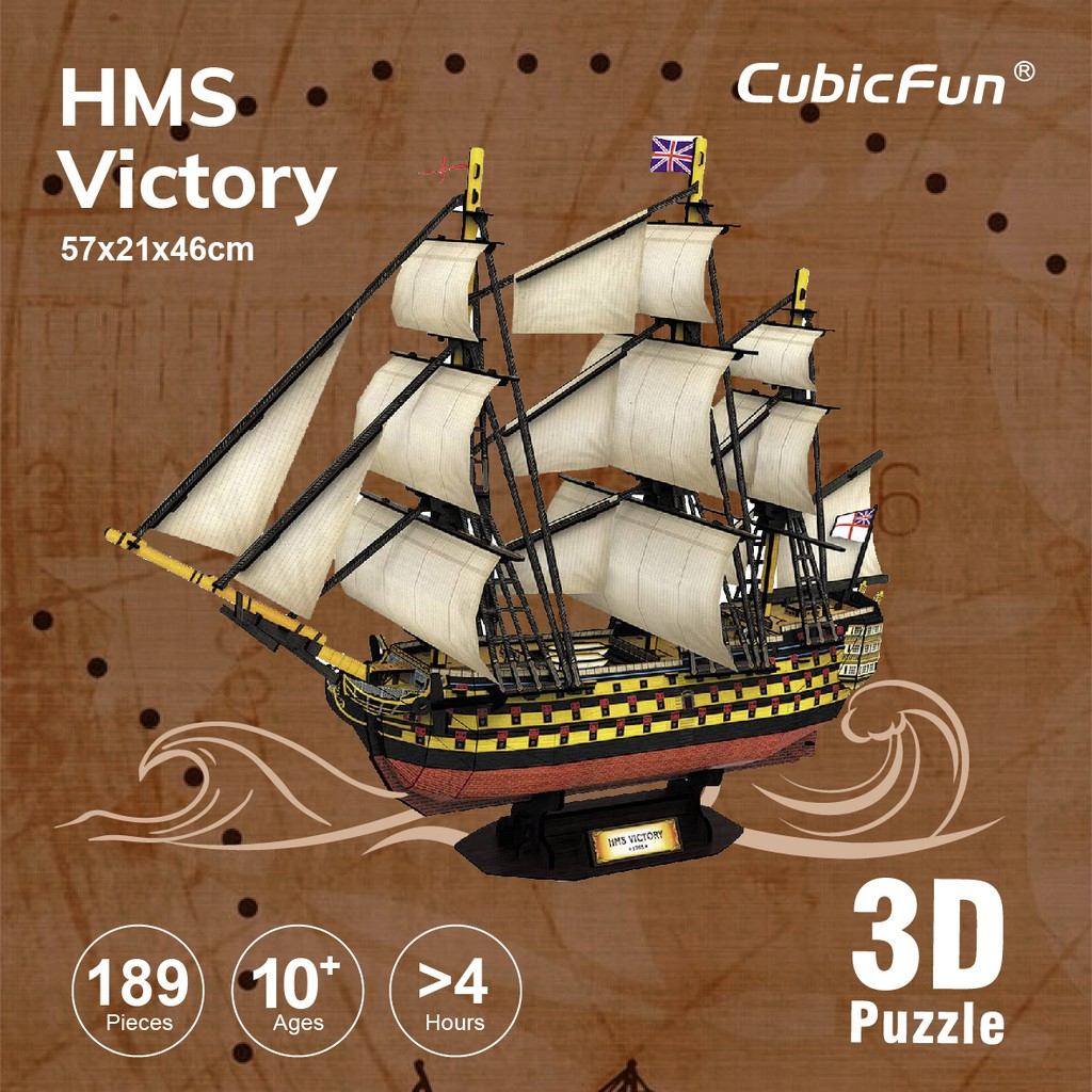 จิ๊กซอว์-3-มิติ-เรือรบ-โบราณอังกฤษ-hms-victory-ship-t4019-แบรนด์-cubicfun-ของแท้100-สินค้าพร้อมส่ง