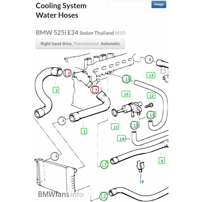 ท่อยางน้ำ-ระบบหล่อเย็น-bmw-เครื่อง-m50