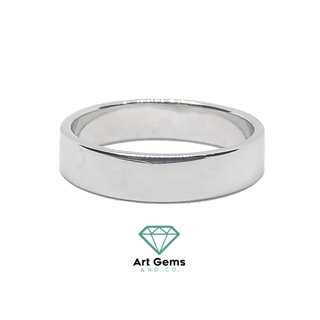 Shiny flat wedding band 4mm. แหวนเกลี้ยง ใช้เป็น แหวนแต่งงาน ได้ แบบเรียบ ผิวเงา ตัวเรือนทองขาว 14k 4g