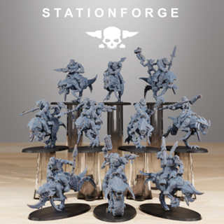 Grimdark scifi miniatures Orkaz Beast Riders - High quality and detailed 3d print miniature war game - StationForge