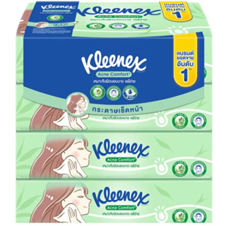 Kleenex Acne Comfort Soft Box Facial Tissue (100sheets Pack4) คลีเน็กซ์ กระดาษทิชชูเช็ดหน้า แอคเน่ คอมฟอร์ท ซอฟท์ บ๊อกซ์