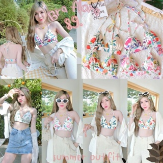 💋𝑩𝒀𝒁𝑨𝒁𝑨 89.-⚡️บราFlora🌸🍊บราผูกคอ อกฟองน้ำ ทรงสวยปังสุด