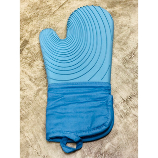 ถุงมือกันร้อนซิลิโคน+ผ้า สีน้ำเงิน (1ชิ้น)